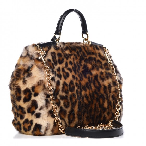 Faux Fur Leopard Print Medium Miss Sicily Satchel