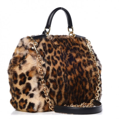 Dolce & Gabbana Faux Fur Leopard Print Medium Miss Sicily Satchel 3 of 6