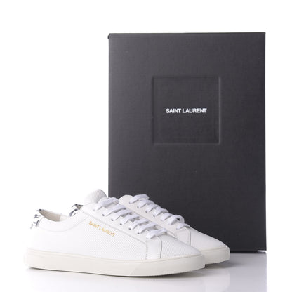 Saint Laurent Perforated Calfskin Zebra Print Andy Low Top Sneakers 38.5 White 11 of 11