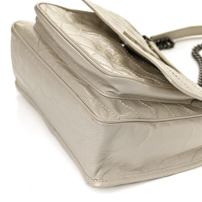 Saint Laurent Crinkled Calfskin Matelasse Monogram Medium Niki Chain Satchel Ivory 12 of 12