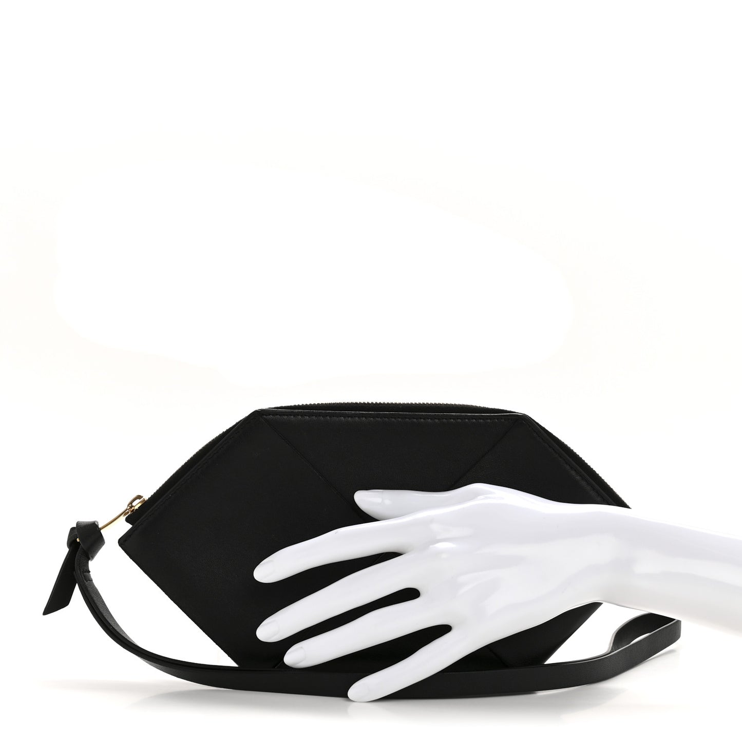 Nappa Intrecciato Origami Pouch Wristlet Black
