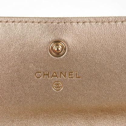 Chanel Metallic Lambskin Quilted Large Gusset Flap Wallet Gold 6 of 8