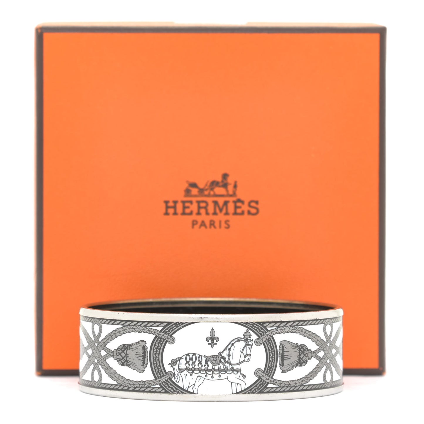 Enamel Printed Wide Grand Apparat Bracelet 62 White