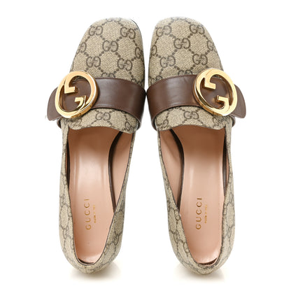 Gucci GG Supreme Monogram Malaga Kid Blondie Pumps 37.5 Beige Ebony New Acero 2 of 10