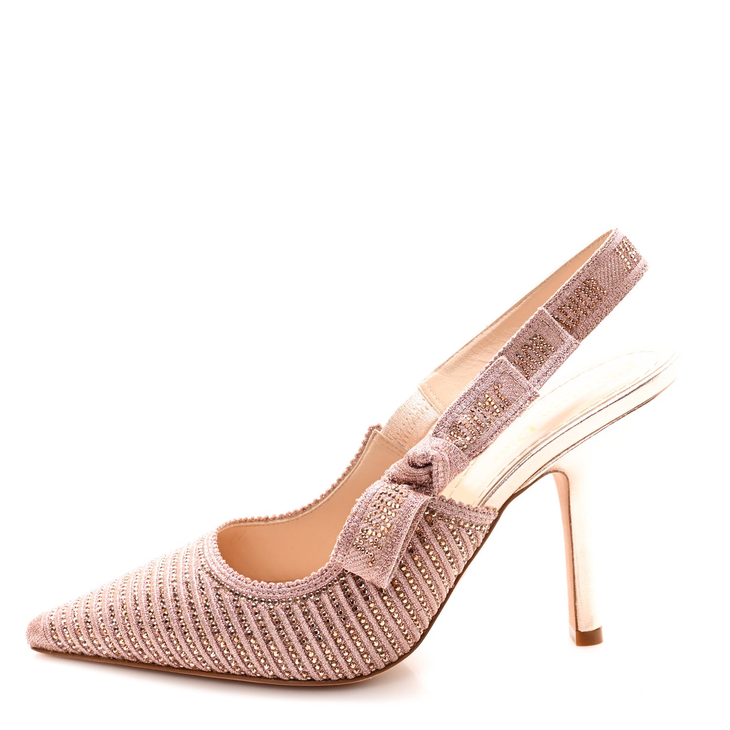 Cotton Laminated Strass J'Adior Slingback 100mm Pumps 39 Rose Des Vents