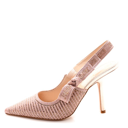 Christian Dior Cotton Laminated Strass J'Adior Slingback 100mm Pumps 39 Rose Des Vents 1 of 10