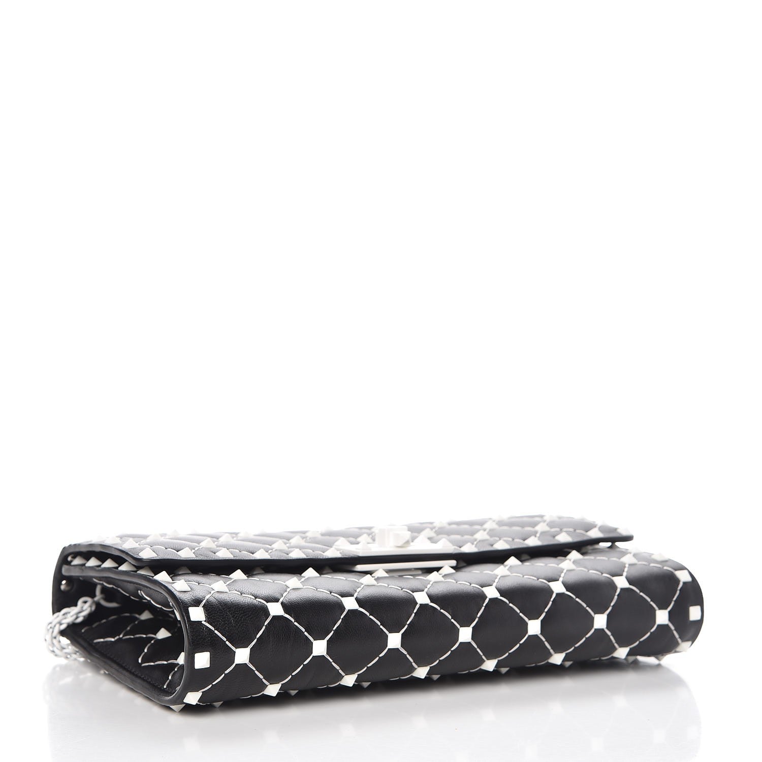 Valentino Garavani Lambskin Free Rockstud Spike Wallet On Chain Black 4 of 6