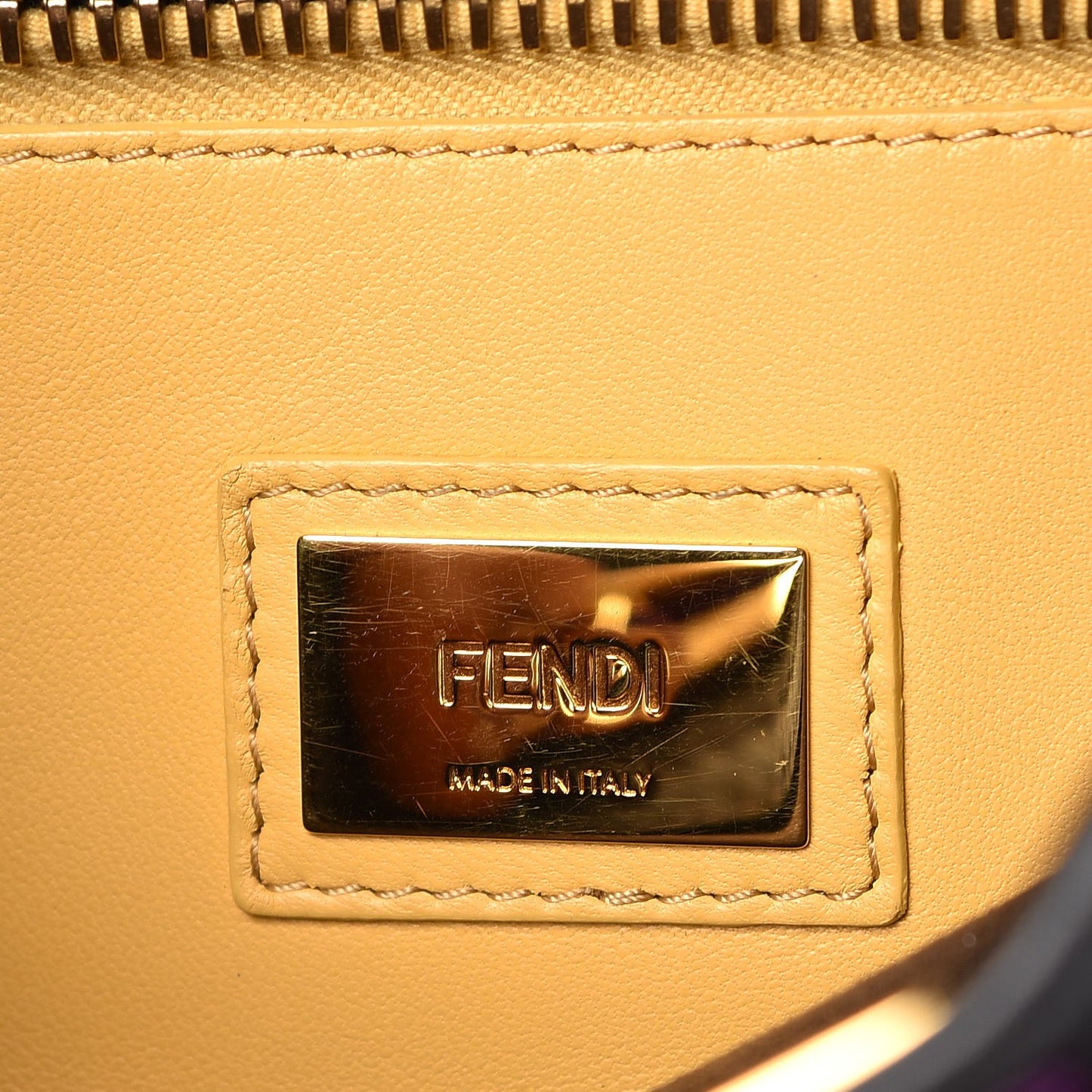 Vitello Seta Shiny Nappa Medium Peekaboo Iconic Satchel Dark Brown Yellow