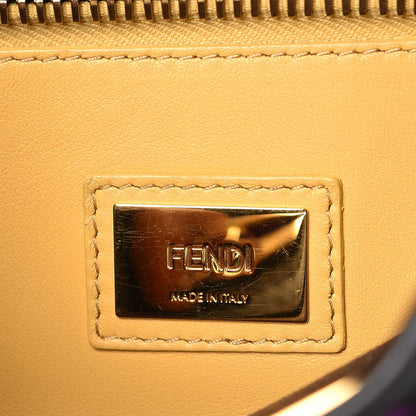 Fendi Vitello Seta Shiny Nappa Medium Peekaboo Iconic Satchel Dark Brown Yellow 6 of 12