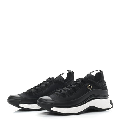 Chanel Velvet Calfskin Mixed Fibers CC Sneakers 38.5 Black 3 of 8