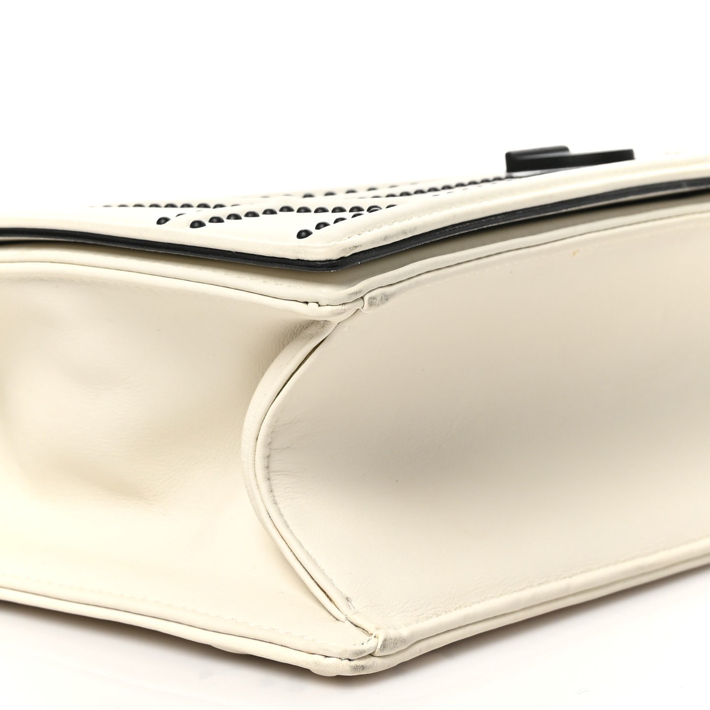 Ultra Matte Calfskin Studded Medium Diorama Flap Bag White Black