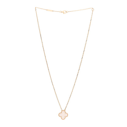 Van Cleef & Arpels 18K Yellow Gold Mother of Pearl Vintage Alhambra Pendant Necklace 3 of 4