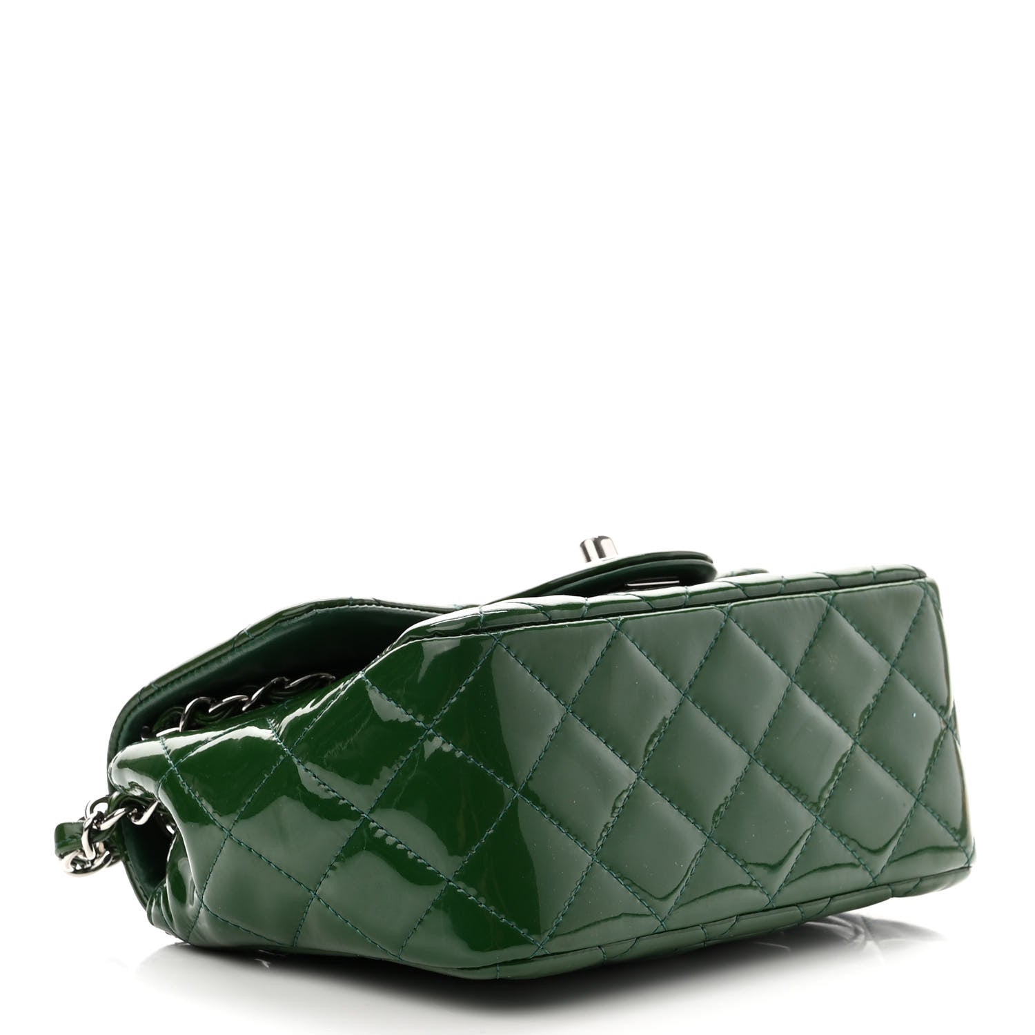 Chanel Patent Quilted Mini Square Flap Green 3 of 9