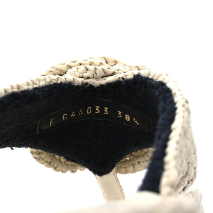Chanel Raffia Camellia Flower Thong Sandals 38.5 Ivory 10 of 13