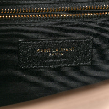 Saint Laurent Grain De Poudre Mixed Matelasse Large Triquilt Monogram Satchel Dark Beige 6 of 14