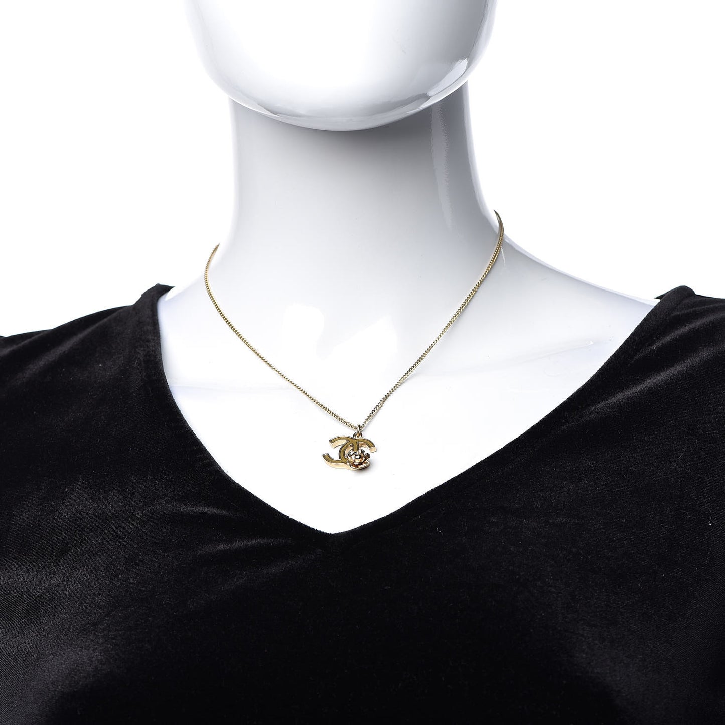 Resin CC Camellia Flower Necklace Gold