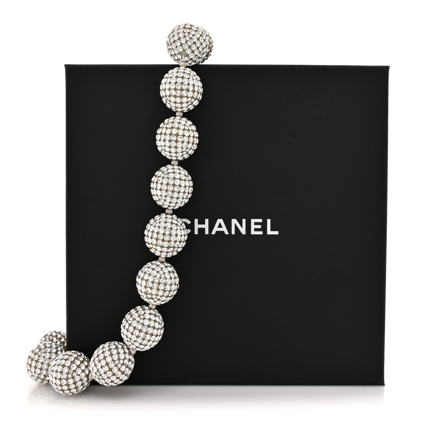 Crystal CC Ball Necklace Silver