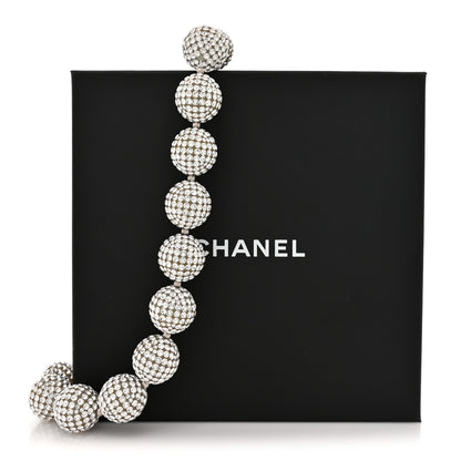 Chanel Crystal CC Ball Necklace Silver 10 of 10