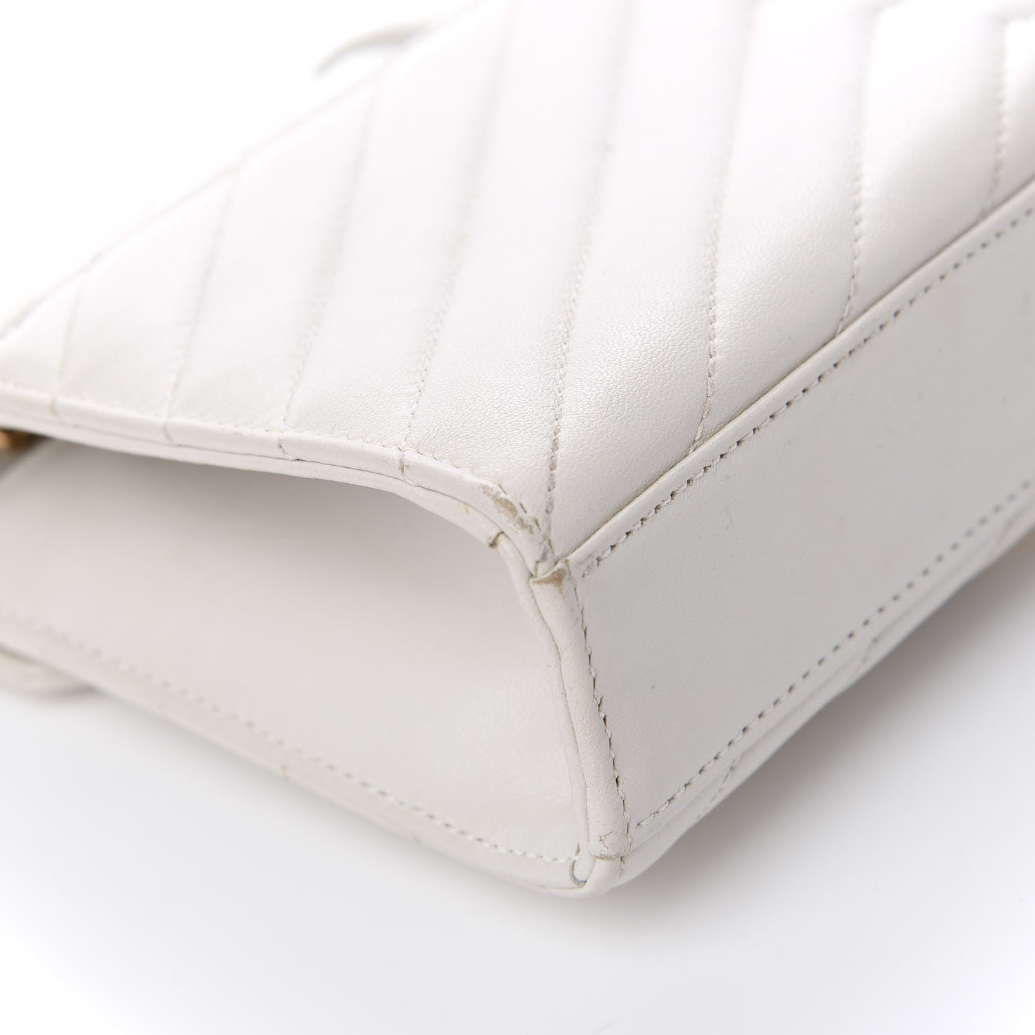 Saint Laurent Lambskin Matelasse Chevron Small Monogram Satchel Off White 15 of 21