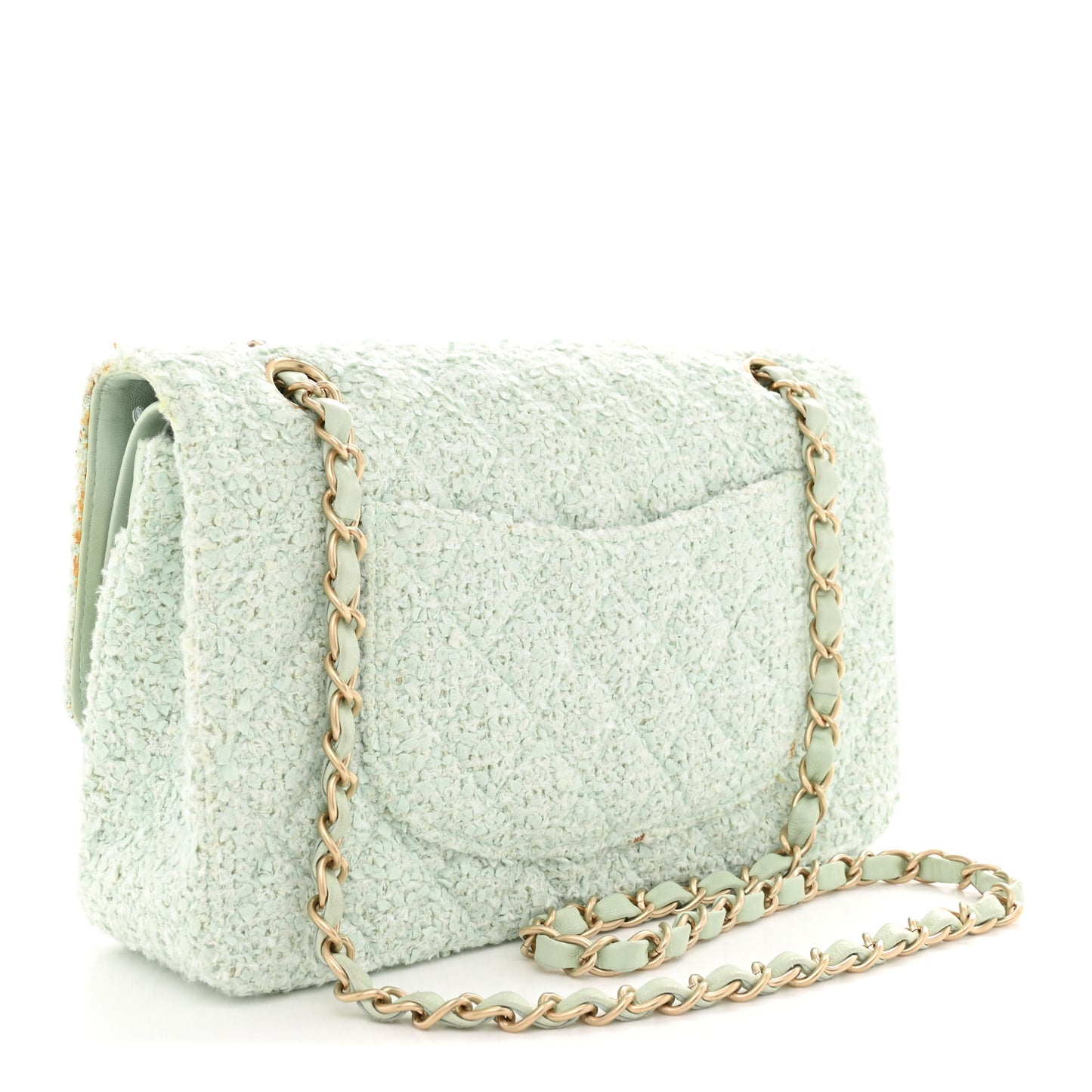 Tweed Medium Double Flap Light Turquoise