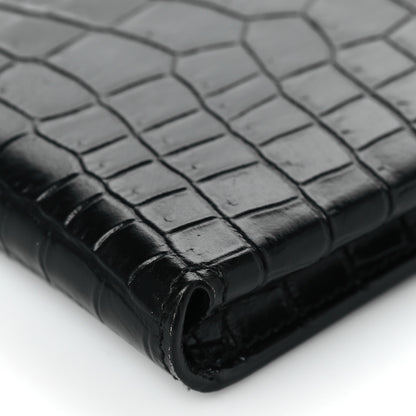 Saint Laurent Calfskin Crocodile Embossed Phone Holder Crossbody Black 9 of 9