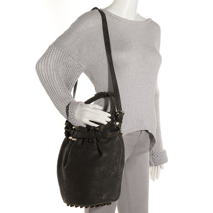 Alexander Wang Pebbled Leather Antique Brass Diego Bucket Bag Charcoal 2 of 6