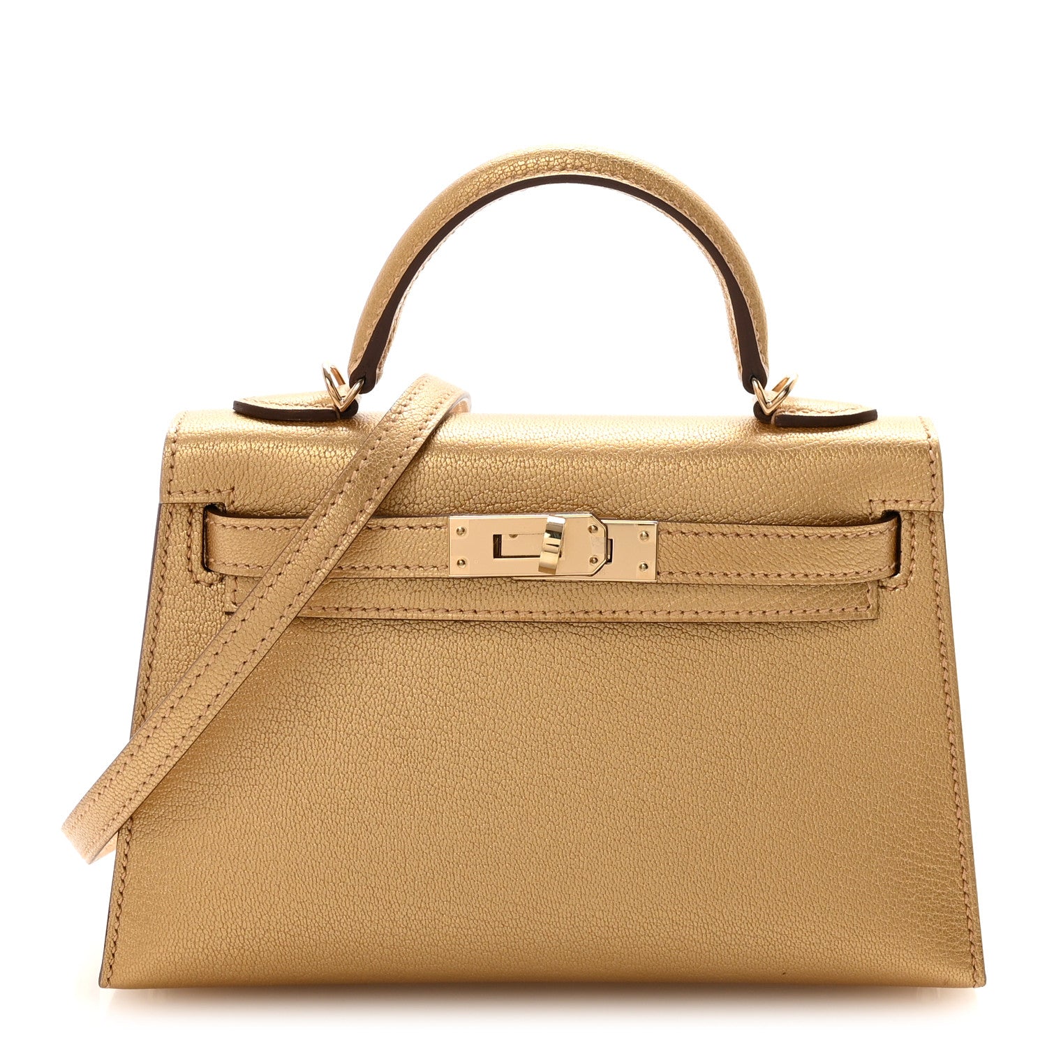 Hermes Metallic Chevre Chamkilight Mini Kelly Sellier 20 Dore