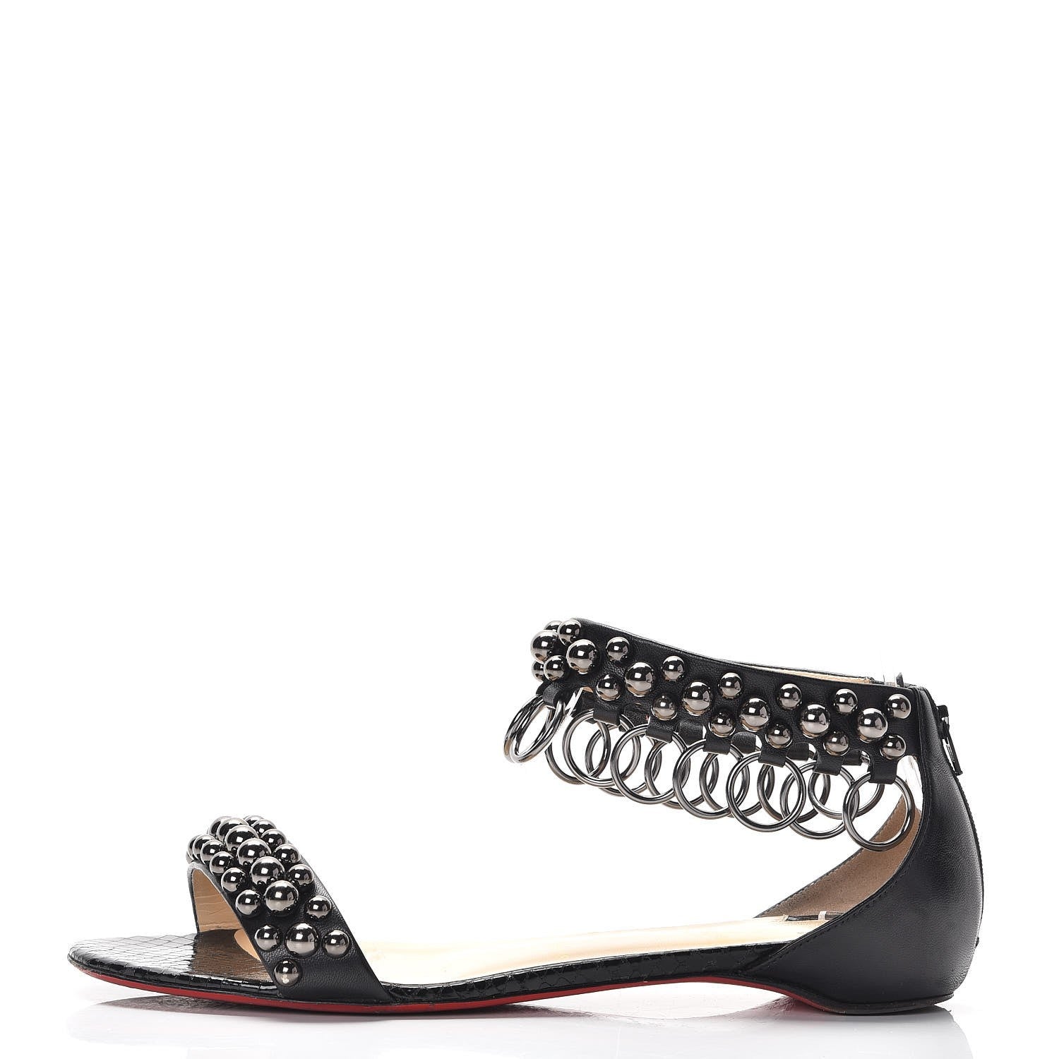 Christian Louboutin Shiny Nappa Lame Sirene Gypsoflat Sandals 39 Black 1 of 14