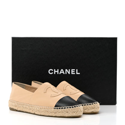Chanel Lambskin CC Espadrilles 37 Beige Black 9 of 9