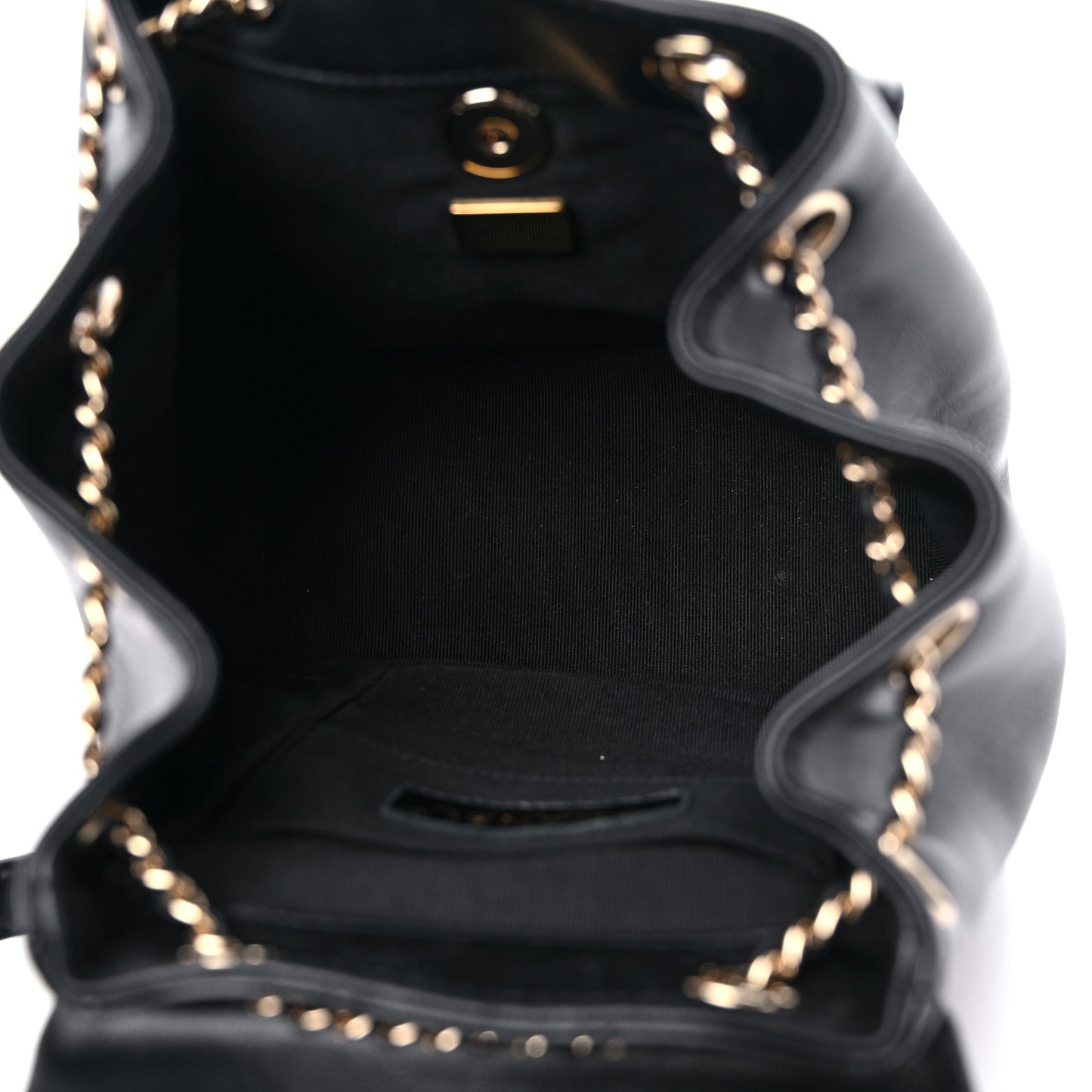 Lambskin Quilted Small Duma Drawstring Backpack Black