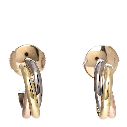 Cartier 18K Pink Yellow White Gold Small Trinity Hoop Earrings 1 of 6