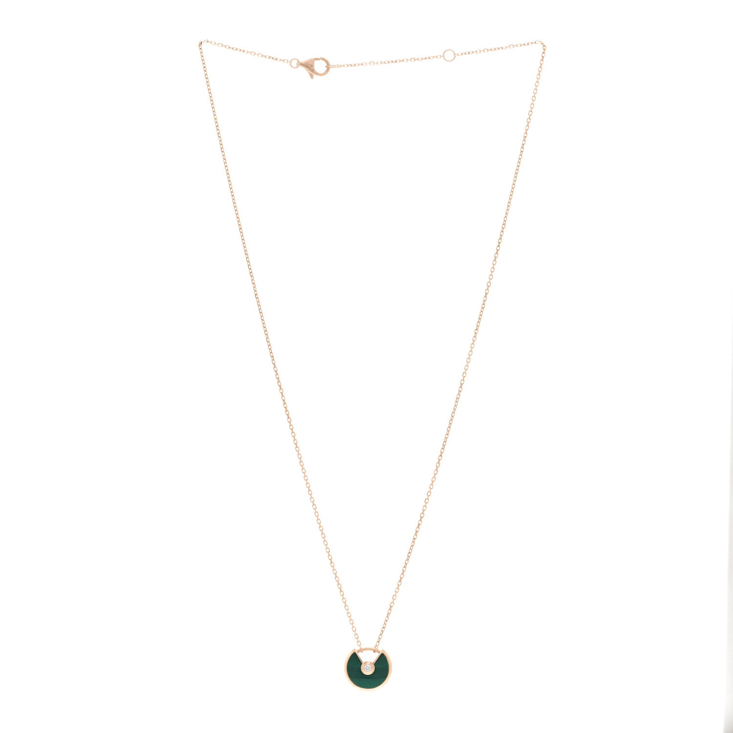 Cartier 18K Pink Gold Diamond Malachite XS Amulette de Cartier Pendant Necklace 3 of 4