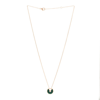 Cartier 18K Pink Gold Diamond Malachite XS Amulette de Cartier Pendant Necklace 3 of 4