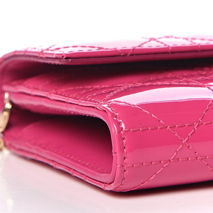 Christian Dior Patent Cannage Rendezvous Chain Wallet Magenta 8 of 11