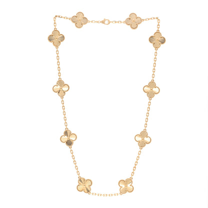 Van Cleef & Arpels 18K Yellow Gold 10 Motifs Guilloche Vintage Alhambra Necklace 3 of 5