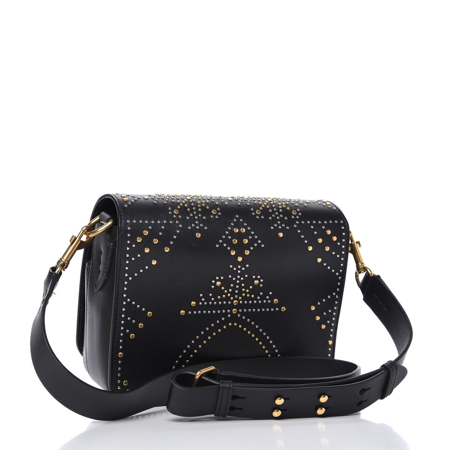 Calfskin Studded Square Satchel Black