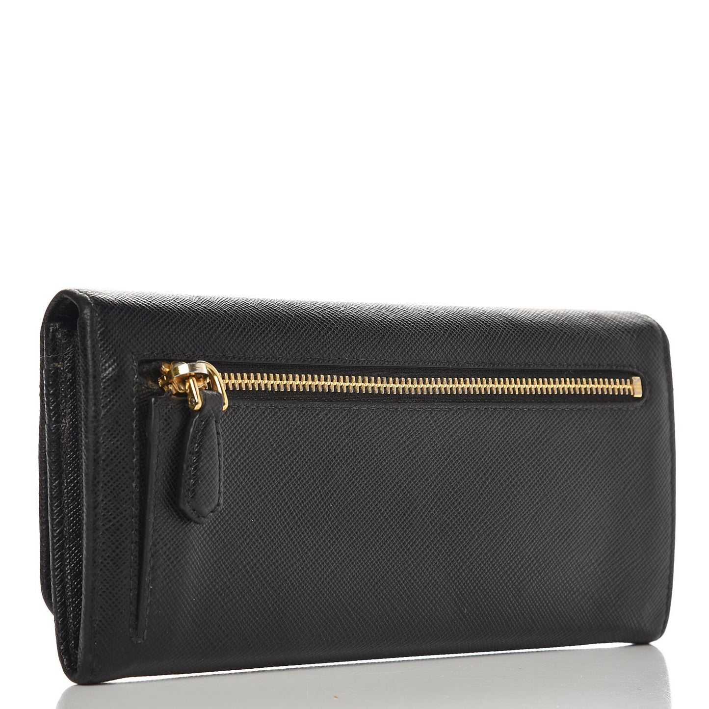 Saffiano Metal Continental Flap Wallet Nero Black
