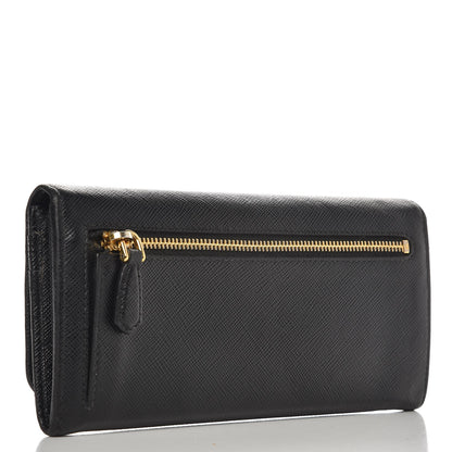 Prada Saffiano Metal Continental Flap Wallet Nero Black 3 of 7