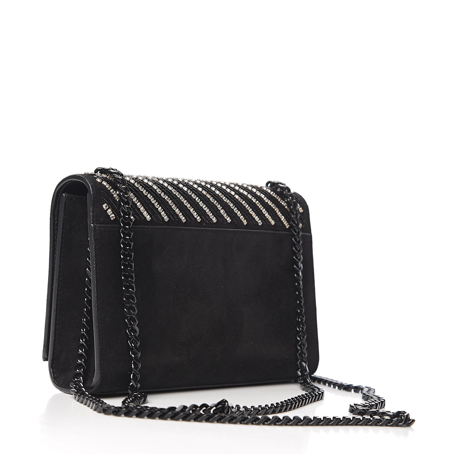 Saint Laurent Suede Crystal Small Classic Monogram Kate Satchel Black 2 of 10