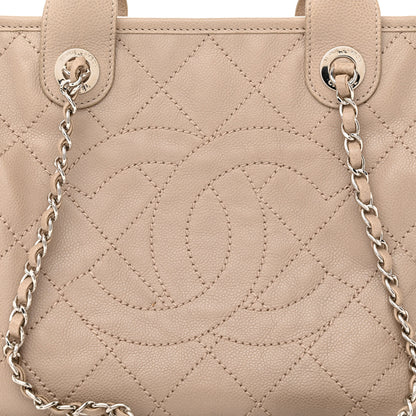 Chanel Caviar Quilted Deauville Bowling Bag Beige 7 of 9