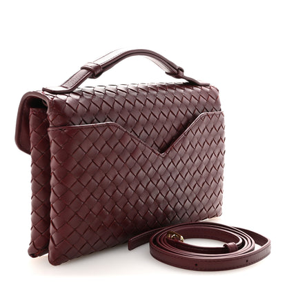 Bottega Veneta Nappa Intrecciato Knot Lock Top Handle Crossbody Bag Fondant Barolo 3 of 9