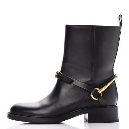 Gucci Calfskin Tess Horsebit Ankle Boots 37.5 Black 1 of 9