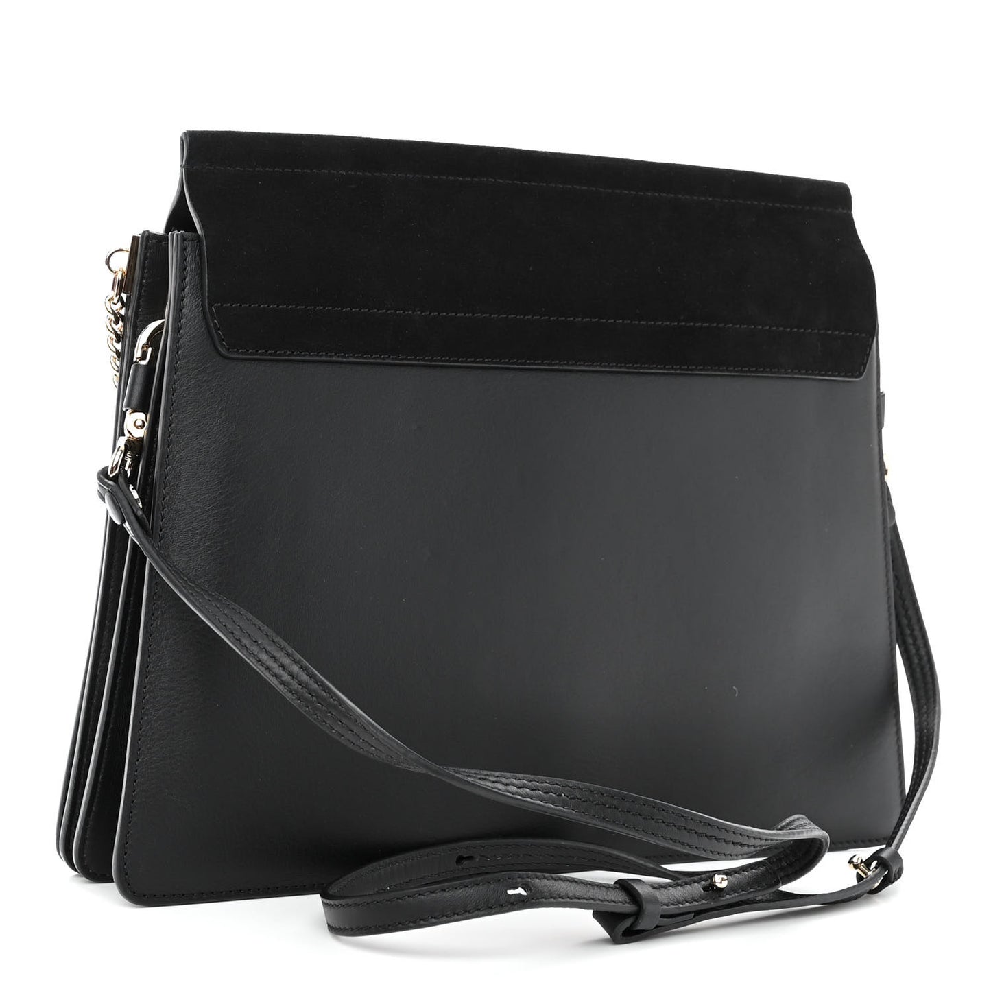Suede Calfskin Medium Faye Shoulder Bag Black