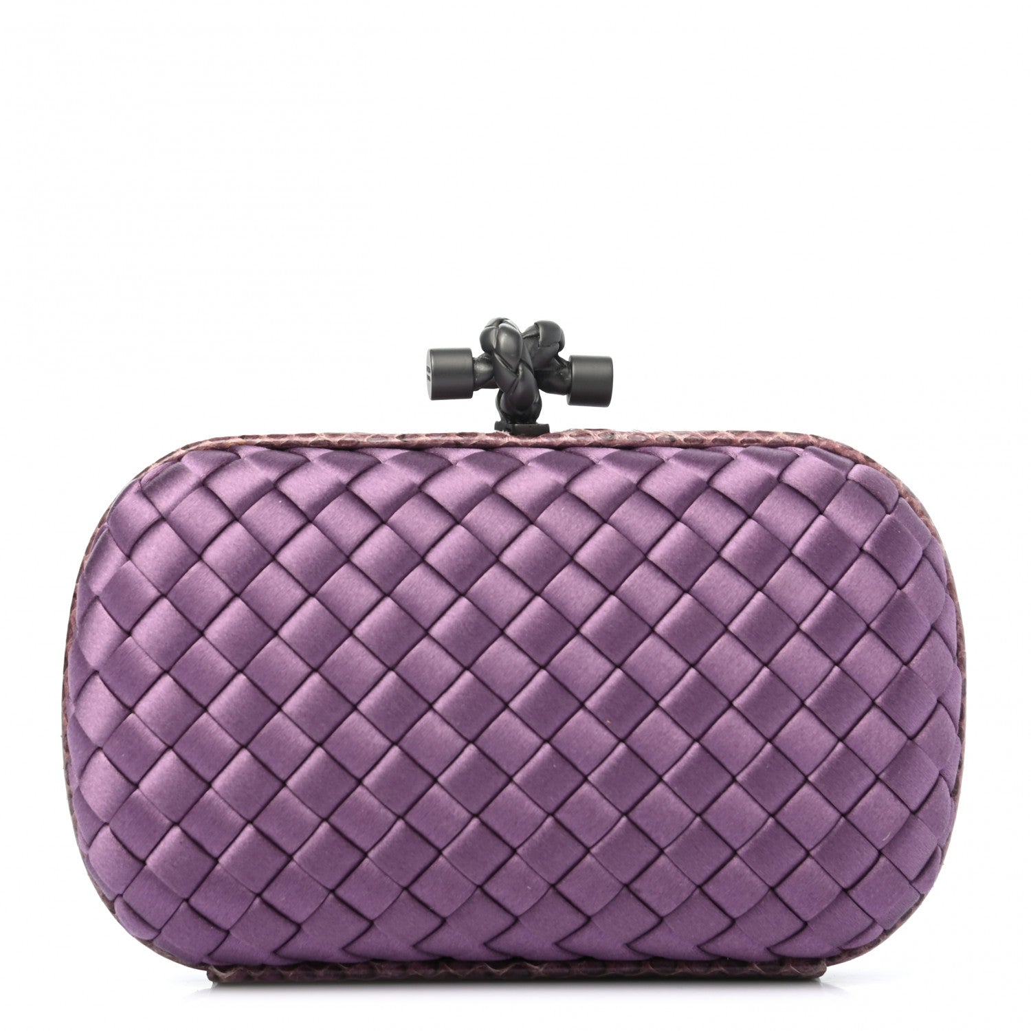 Bottega Veneta Satin Intreccio Impero Ayers Knot Clutch Purple 1 of 6