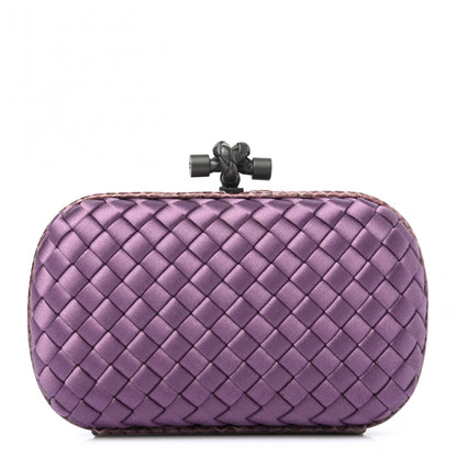 Bottega Veneta Satin Intreccio Impero Ayers Knot Clutch Purple 1 of 6