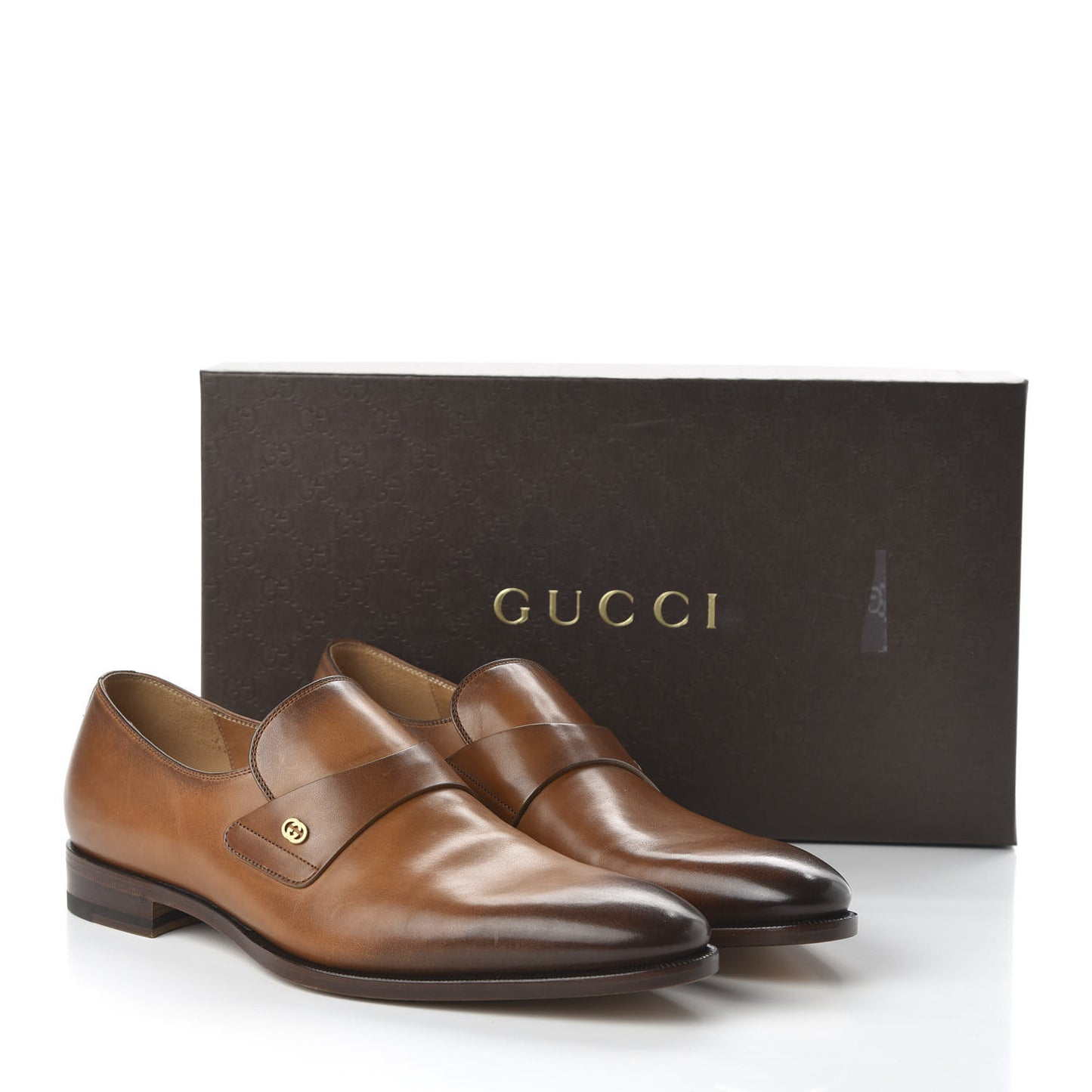 Calfskin Mens Interlocking G Slip On Loafers 9 Ombre Brown