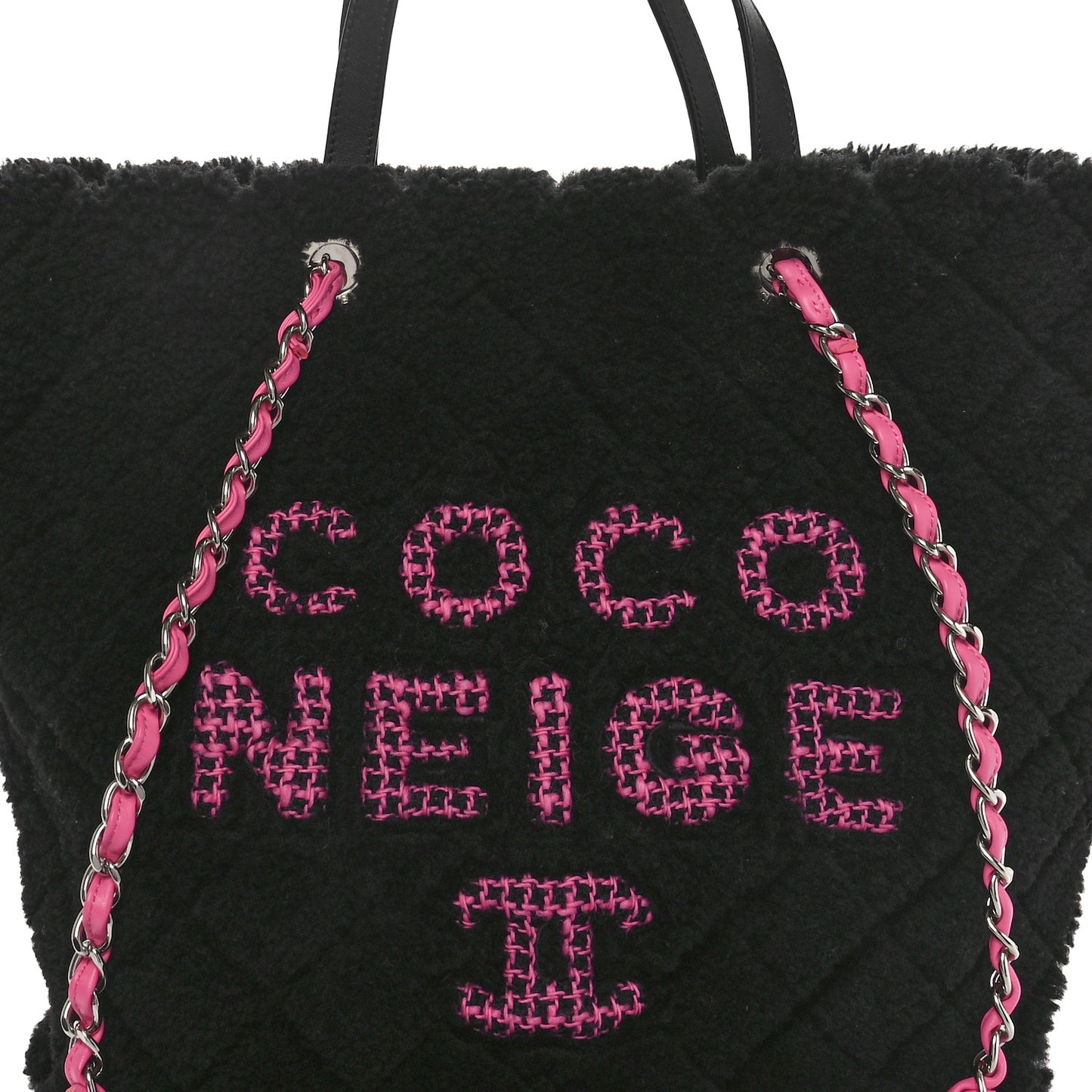 Shearling Sheepskin Large Coco Neige Tote Black
