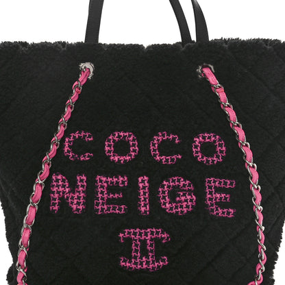 Chanel Shearling Sheepskin Large Coco Neige Tote Black 8 of 10