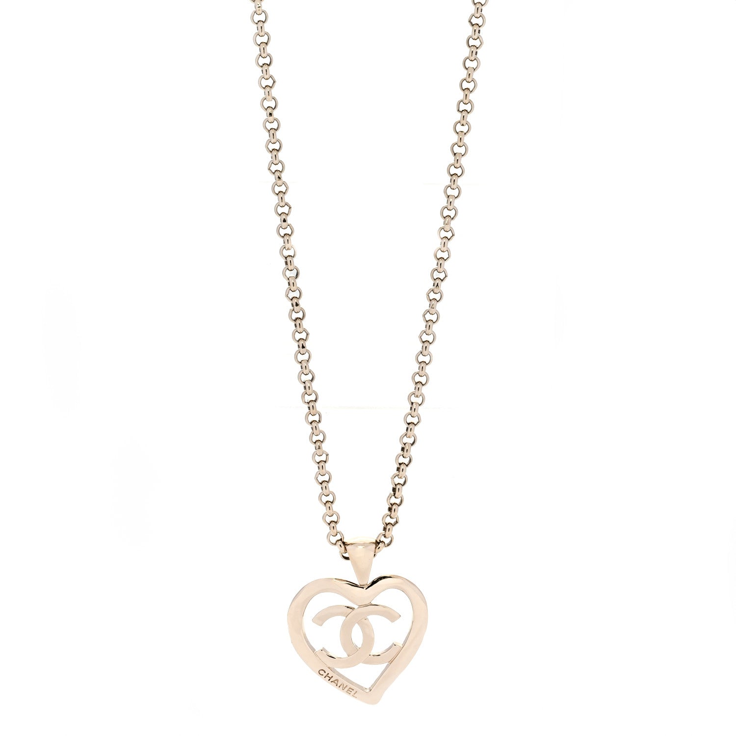 Chanel CC Heart Chain Pendant Necklace Gold 1 of 6