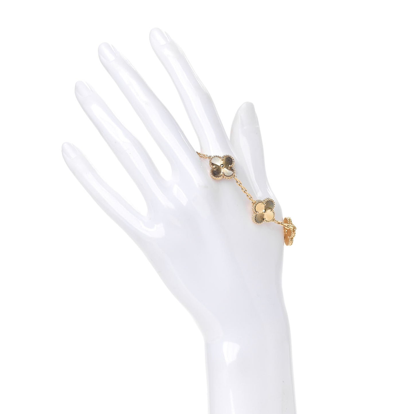 18K Yellow Gold 5 Motifs Guilloche Vintage Alhambra Bracelet
